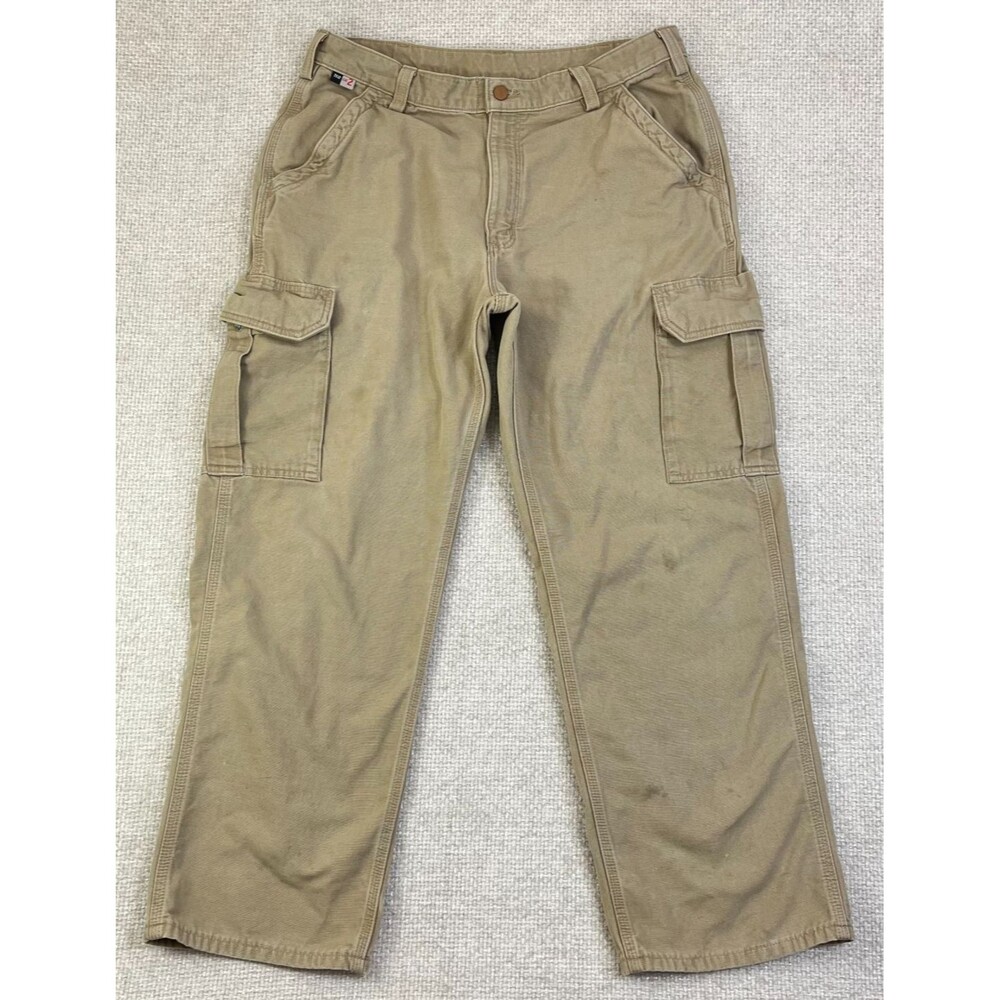 Carhartt FR Pants Men's 36x30 (Fits 35x29) Beige Cargo Flame Resistant FRB240